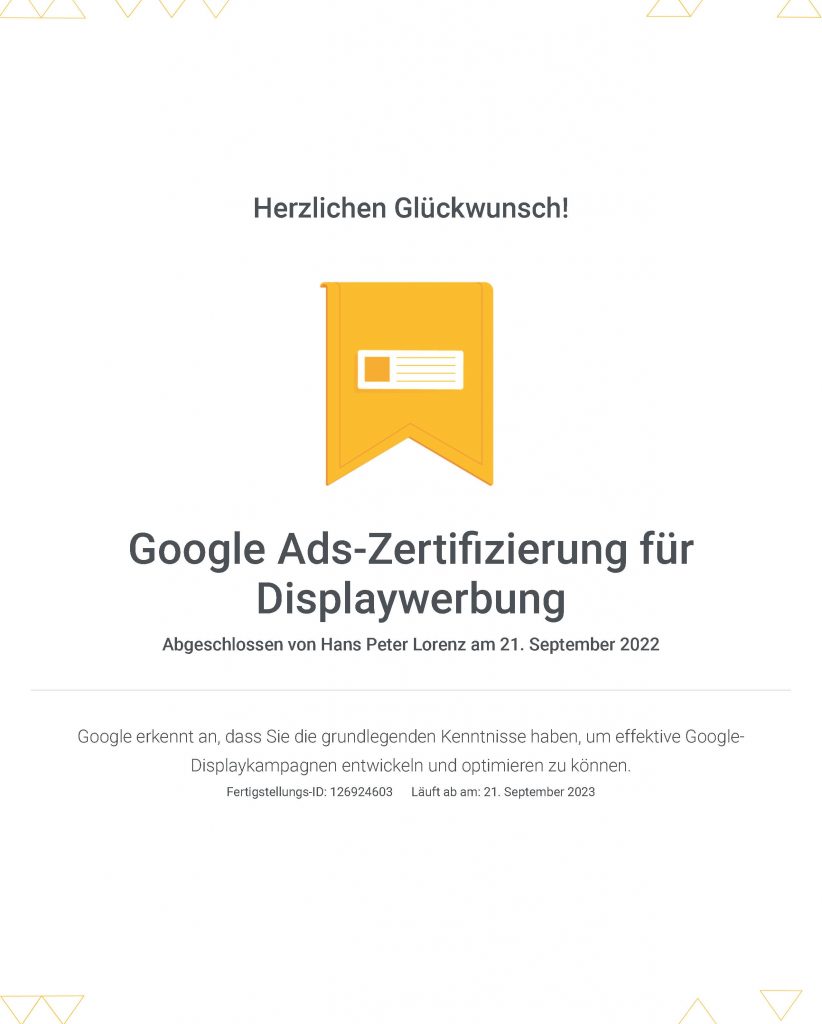 2022-09-21 - Google Ads-Zertifizierung für Displaywerbung _ Google